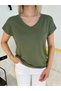 Khaki V-Neck Soft Textured T-Shirt - 3
