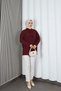 Bow Detailed Gathered Balloon Sleeve Tunic Claret Red Hnt2128 - 4