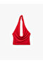 Sandy Fabric Halter Neck Backless Degaje Collar Crop Blouse - 3