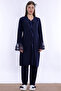 Cotton Maternity Pajama and Dressing Gown Set Effortt - Navy Blue - 3