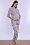 Short Sleeve Soft Textured Cotton Maternity Set Effortt - Gray - 2