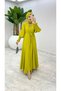 Women's Hijab Oil Green Abaya Model Medina Silk Fabric Zümra Dress