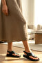 Women's Black Sandals with Ring Detail - 8