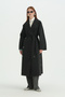 Button Detailed Belted Oversize Trench Coat - Black
