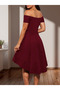 Women's Short Sleeve Madonna Collar Short Front Long Back Imported Crepe Dress - 3