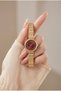 Women's Steel Watch Gold Color & Burgundy Dial Vintage |   Old Money Luxury Elegant Stylish Women's Wristwatch 2026 - 5