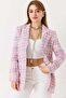 Women's Plaid Blazer Jacket Pink