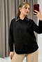 Collar stone detailed woven ayrobin shirt black - 2