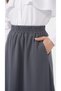 Gray Elastic Waist Pocketed Flared A-Line Maxi Long Skirt for Women - 5