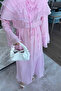 Pink Collar Ruffled Waist Elastic Dress - 4