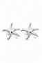 Pearl Detailed Starfish White Color Brass Women's Earrings