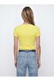 Crew Neck Knitted Slim Fit T-Shirt Yellow - C530 - 3