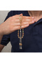 Metal Tasseled Barley Cut Crimping Amber Rosary - 3