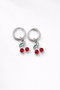 Silver Cherry Figured Hoop Earrings Women's Dangle Earrings - 5