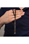Metal Tasseled Chestnut Brown Crimped Amber Prayer Beads - 3