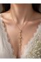 Lavinya White Stone Y Necklace (Gold Color) - 2