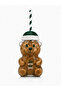 Teddy Bear Glass Cup for Cold Drinks, Frozen, Detox Cup 500 ml Green with Details and Straw - 6