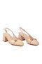 Beige Thick Heeled Women's Evening Dress Shoes 26531 Z - 3
