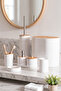 4531 8-Piece Acrylic Bathroom Set - Trash Can with Bamboo Lid, Soap Dispenser, Toothbrush Holder, and Toilet Brush in White - 2