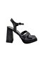Women's Black Platform Heeled Sandals Shoes Heel Height 9'Cm - 4