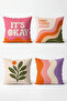 It's Okay Patterned 4-Piece Throw Pillow Cover Set - 3