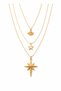 Women's Gold Color 3-Piece Necklace Set with Fan Star and Pole Star Figures, Multiple Necklaces - 2