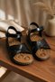 Size 36 Luxury Black Color Soft Sole Sandals - 2
