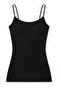 Ribana Women's Undershirt with String Straps, Black, 100% Cotton, Pack of 3 - 3