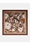 Retro Floral Patterned Viscose Scarf Beige