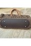 Hand-Knitted Oval Base Shoulder Bag with String on Brown Paper. - 3