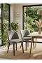 - Set of 2 Linen Dining Chairs Upholstered in Fabric with Wooden Legs, Wing Back, Wooden Kitchen Chairs with Thick Cushions, Leveling Feet for Dining Room, Living Room - 2