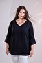 Women's Plus Size V-Neck Blouse with Sleeve Detail - 6