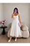 Scalloped Strappy Lace Long Dress - 3