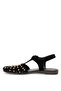 26By226.M889 Women's Genuine Leather Flat Sandals Black - 4