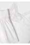 Girl's White Shorts Skirt Set with Floral Detail on the Front - 4