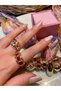 Gold Burgundy Zircon Stone Vintage Adjustable Non-Tarnish Ring - 4
