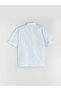 Blue Comfortable Fit Short Sleeve Poplin Men's Shirt - 3