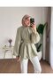 Women's Balloon Sleeve Bubble Belted Tunic - Green