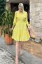 Yellow Floral Print Shirt Collar Mini Dress Mg1823 - 4