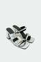 Jodie Buckle Detailed Women's Silver Heeled Slippers - 5