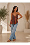 Women's Strappy Double Breasted Collar Tropical Patterned Blouse - 4