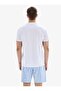 Men's Short Sleeve White Pajama Set with Shorts C8T9N804 - 5