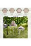 Inferno 2-Piece Round Metal Planter Stand - White - 4