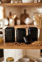 Set of 3 Embossed Metal Storage Containers 1.3 Lt Food Box 10.8X10.8X11.8 cm Black - 2