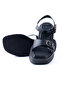 Genuine Leather Black Wedge Sole Women's Sandals Shoes - Rgn50 - 5