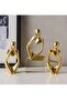 3-Piece Gold Statue Decor, Thinker Abstract Art Resin Sculpture for Home, Living Room, Office Decoration - 3