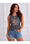 Flamingo Printed Women's (Off Shoulder) Sleeveless T-Shirt with Straps