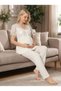 New Season Ecru Summer Stylish Lace Detailed Design Buttoned Maternity Pajama Set for Easy Breastfeeding - 7