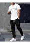 Men's Cotton Los Angeles Letter Printed Crew Neck T-Shirt Jogger Sweatpants Set