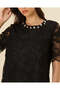 Women's Black Embellished Lace Blouse - 4